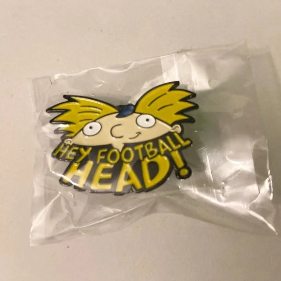 Hey Arnold  Cartoon Enamel Metal Pin Double Rubber Backing Footall Head - Picture 2 of 8